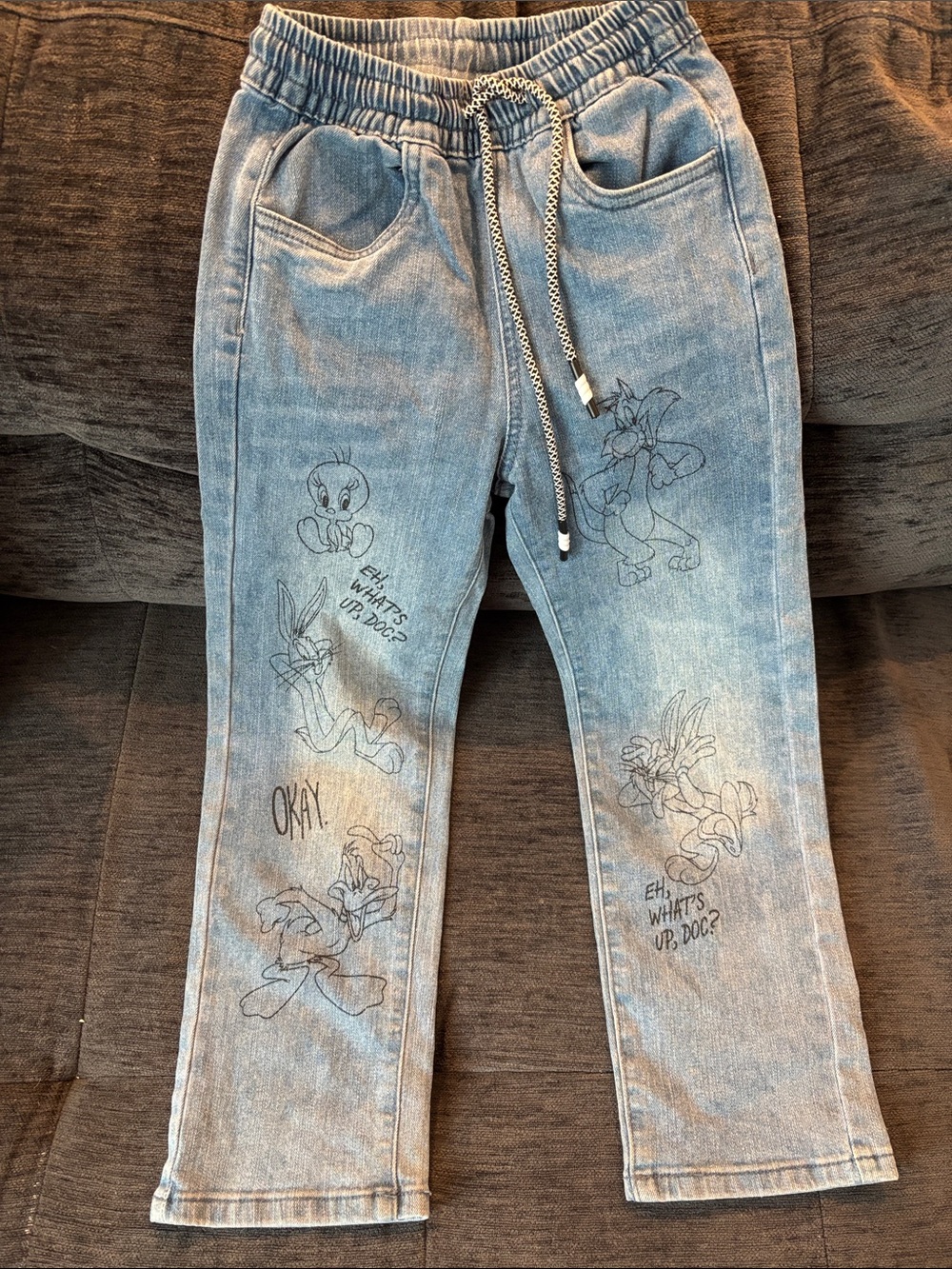Warner Bros. Light Blue Denim Joggers with Looney Tunes Tag